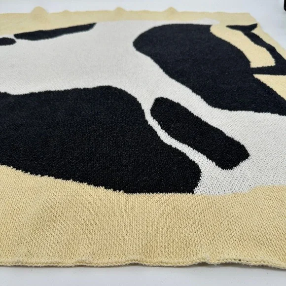Cold Picnic Cow Knit Baby Lap Throw Blanket Lemon Made in USA RARE - Picture 5 of 8